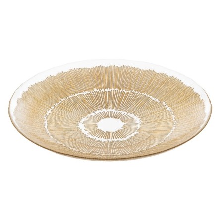 Platou rotund Djina, sticla, auriu, D.40 cm, 204035