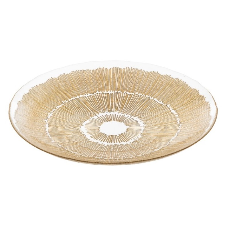 Platou rotund Djina, sticla, auriu, D.40 cm, 204035