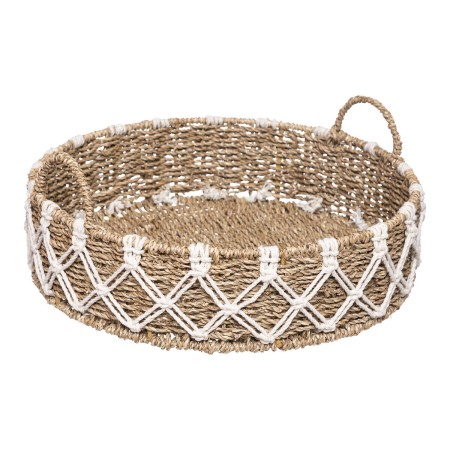 Tava decorativa Palm, metal, stuf si bumbac, D.38 cm, 185639
