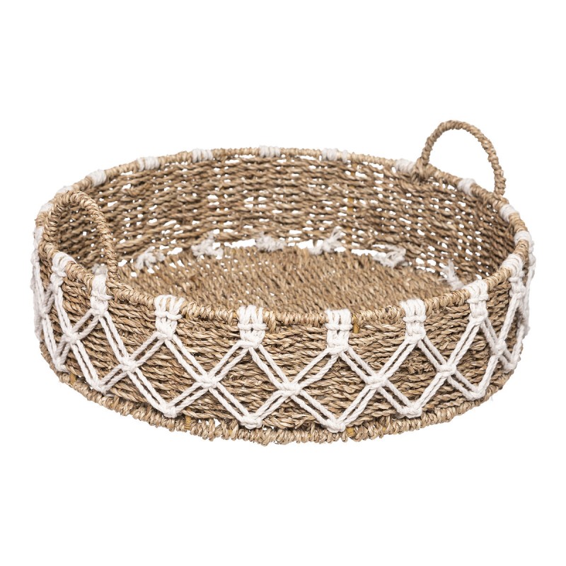 Tava decorativa Palm, metal, stuf si bumbac, D.38 cm, 185639