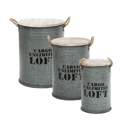 Set 3 cutii depozitare Bill, metal, gri, D.25/30/36 cm, 166517A