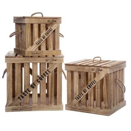 Set 3 cutii depozitare Denys, lemn natur, L.25/30/36 cm, 157279