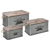 Set 3 cutii depozitare Local, metal, blat lemn, gri, L.45/54/60 cm, 178716A