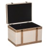 Set 3 cutii depozitare Norah, lemn, poliester bej, L.39/44/51 cm, 185696A