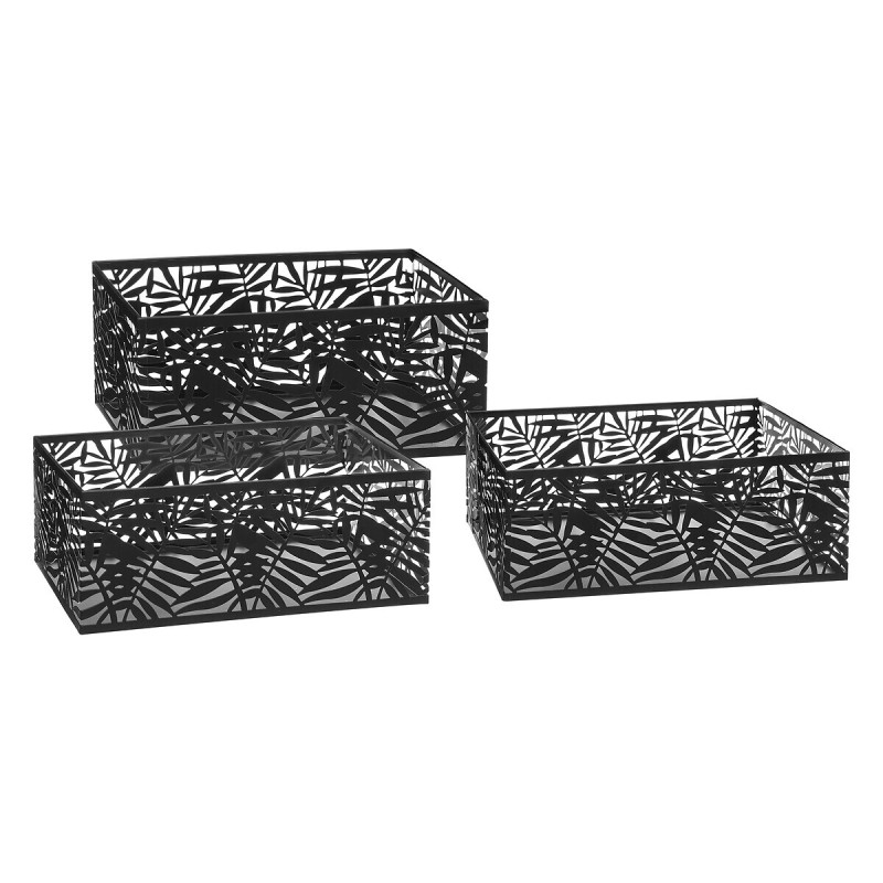 Set 3 cutii depozitare Anik, metal, negru, L.28/30/33 cm, 168373