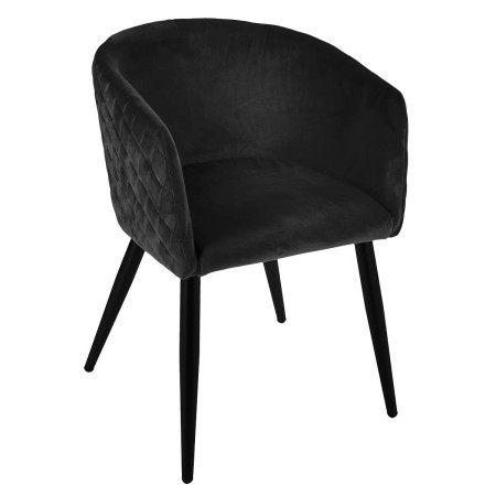 Fotoliu catifea neagra Marlo, picioare din metal negru, cusaturi laterale ton-pe-ton, 157153F