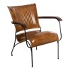 Fotoliu Hoper, piele naturala maro, structura metal negru, H.73 cm, 166623