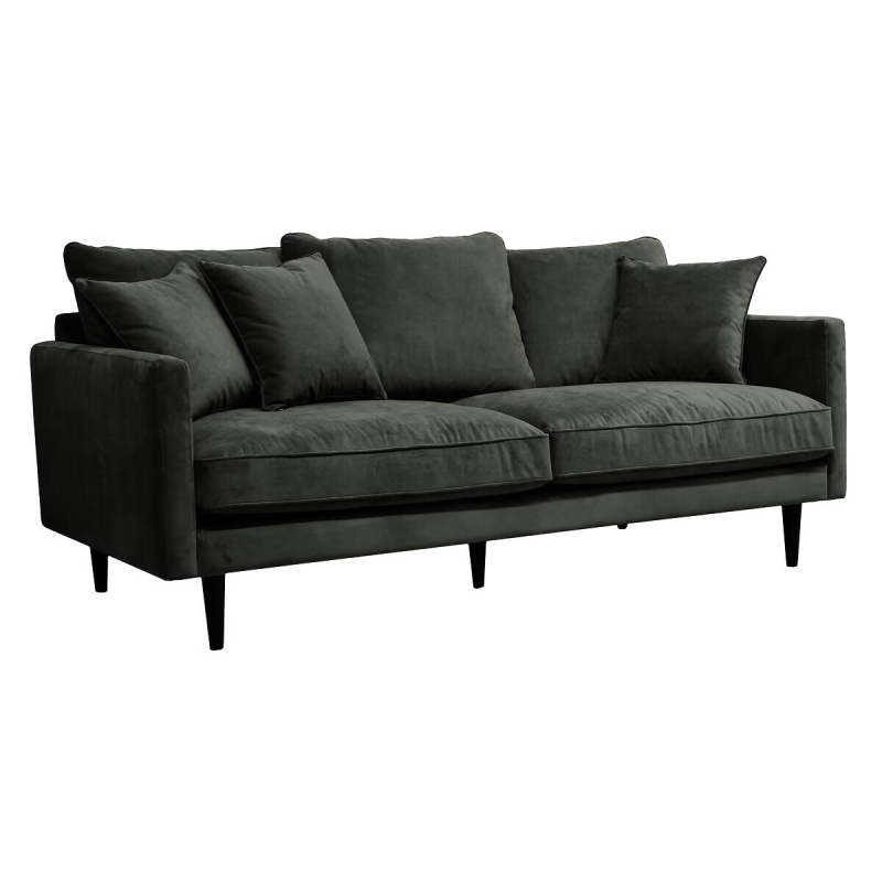 Canapea 3 locuri Candice, verde kaki, catifea, 184935A