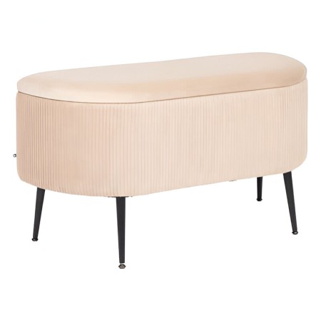 Bancheta crem Solaro, metal, bej, catifea plisata, spatiu depozitare, L.100 cm, 202254B