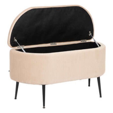 Bancheta crem Solaro, metal, bej, catifea plisata, spatiu depozitare, L.100 cm, 202254B