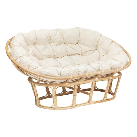 Canapea lounge din ratan si bumbac, 2 locuri, L.170 cm, Mamasan, 194660