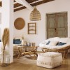 Canapea lounge din ratan si bumbac, 2 locuri, L.170 cm, Mamasan, 194660