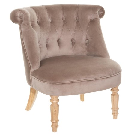 Fotoliu catifea taupe, picioare lemn, H.70 cm, Sixtine, 157189D