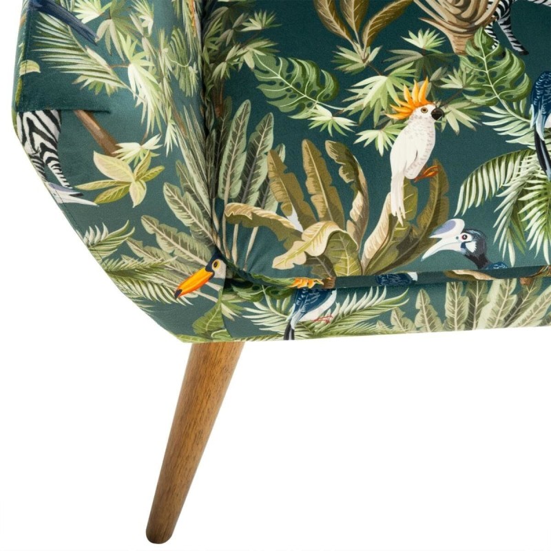 Fotoliu material textil Sango, model jungla, picioare lemn natur, H. 83 cm, 166571
