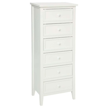 Comoda alba din lemn si MDF, 6 sertare, Charme, H.113 cm, 102214B