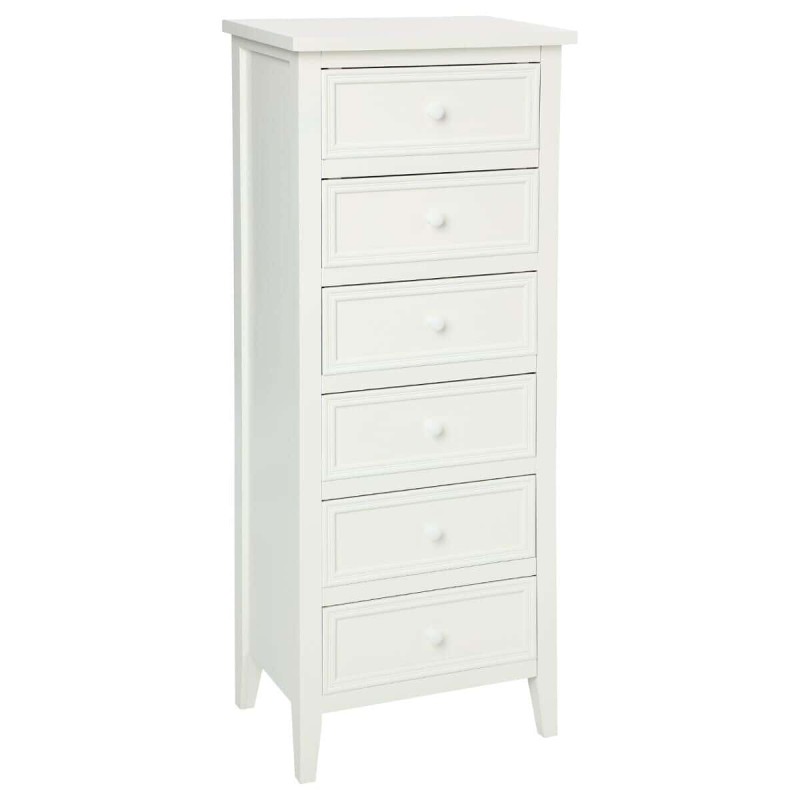 Comoda alba din lemn si MDF, 6 sertare, Charme, H.113 cm, 102214B