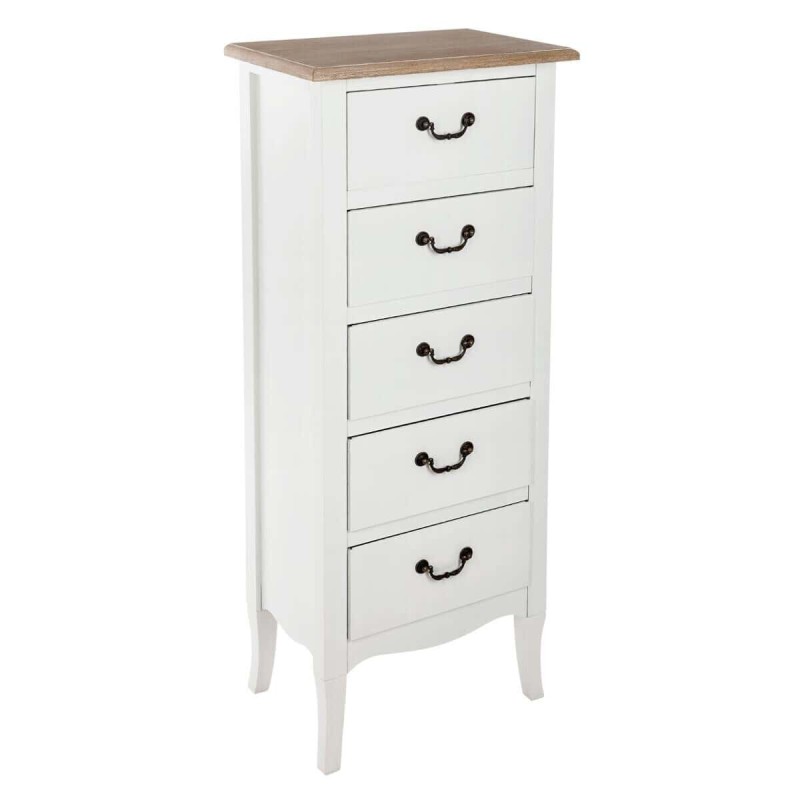 Comoda din lemn alb si blat din MDF, 5 sertare, Chrysa, H. 113 cm, 157062