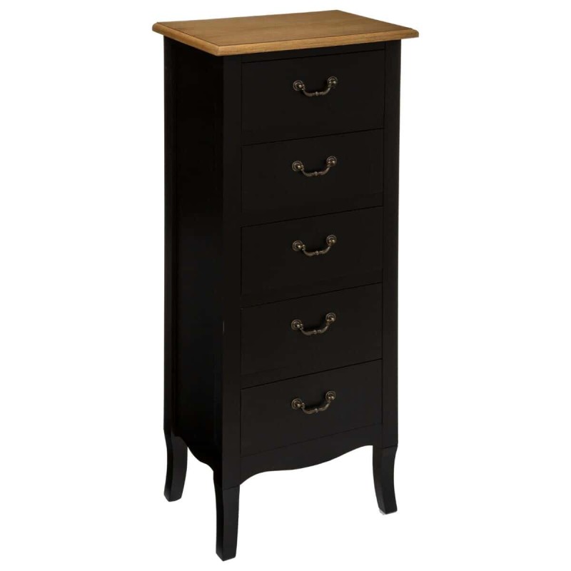 Comoda din lemn si MDF, negru, 5 sertare, Chrysa, H. 113 cm, 157062B