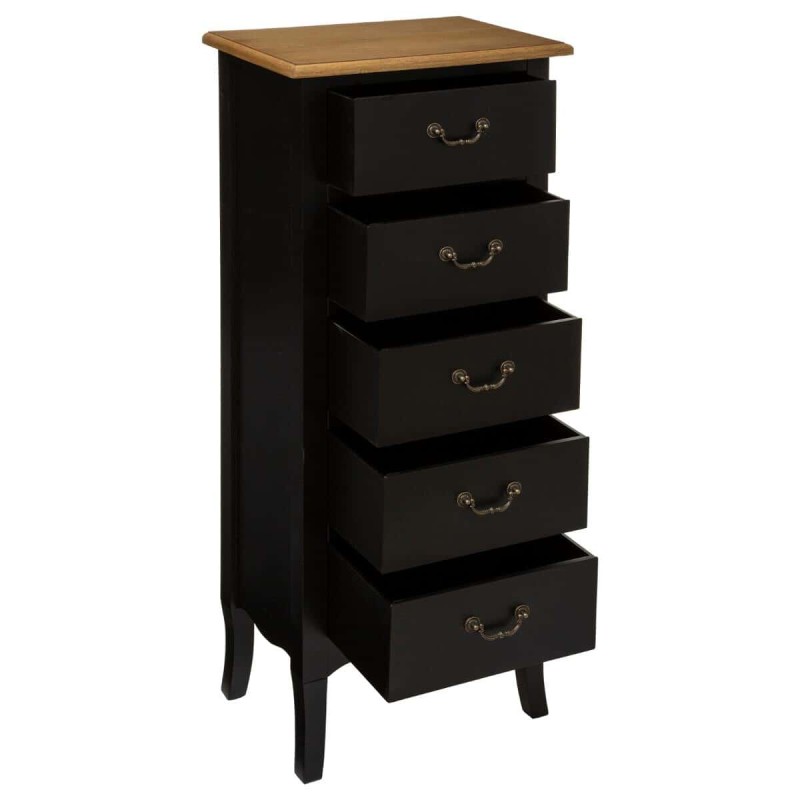 Comoda din lemn si MDF, negru, 5 sertare, Chrysa, H. 113 cm, 157062B