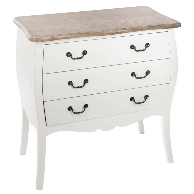 Comoda din lemn alb si blat din MDF, 3 sertare, Chrysa, 157063
