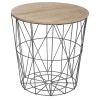 Masuta laterala Kumi, metal negru, blat MDF, D.40cm, 157056E