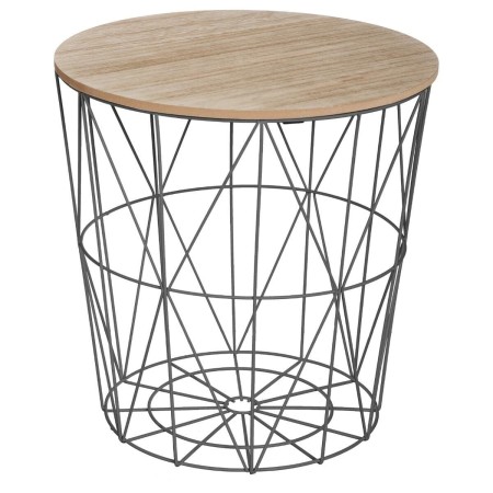 Masuta laterala Kumi, metal negru, blat MDF, D.40cm, 157056E