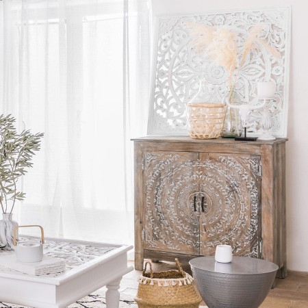 Comoda din lemn de mango si MDF, 2 usi, L.90 cm, Shirel, 157000