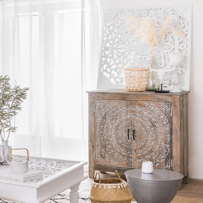Comoda din lemn de mango si MDF, 2 usi, L.90 cm, Shirel, 157000
