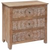 Comoda din lemn de mango si MDF, 3 sertare, L.79 cm, Shirel, 166727