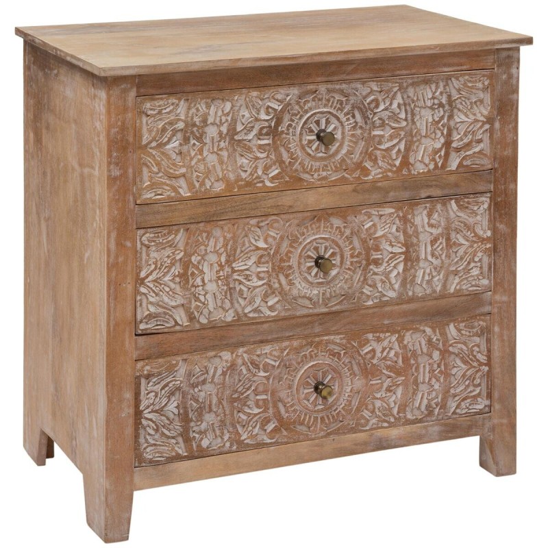 Comoda din lemn de mango si MDF, 3 sertare, L.79 cm, Shirel, 166727