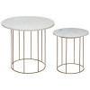 Set 2 masute cafea Savoir, metal finisat alama, blat din marmura, D.40/60 cm, 166747