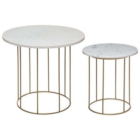 Set 2 masute cafea Savoir, metal finisat alama, blat din marmura, D.40/60 cm, 166747