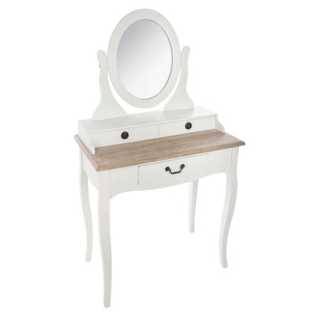 Masa toaleta Chrysa, lemn alb si blat din MDF, cu oglinda, 3 sertare, L.74 cm, 131000A