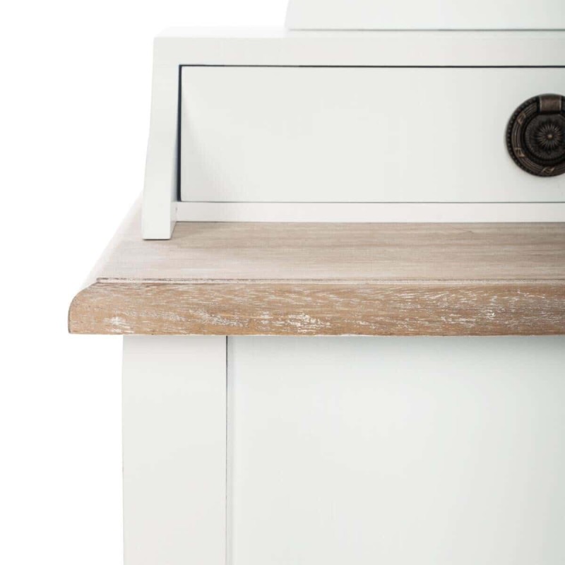 Masa toaleta Chrysa, lemn alb si blat din MDF, cu oglinda, 3 sertare, L.74 cm, 131000A