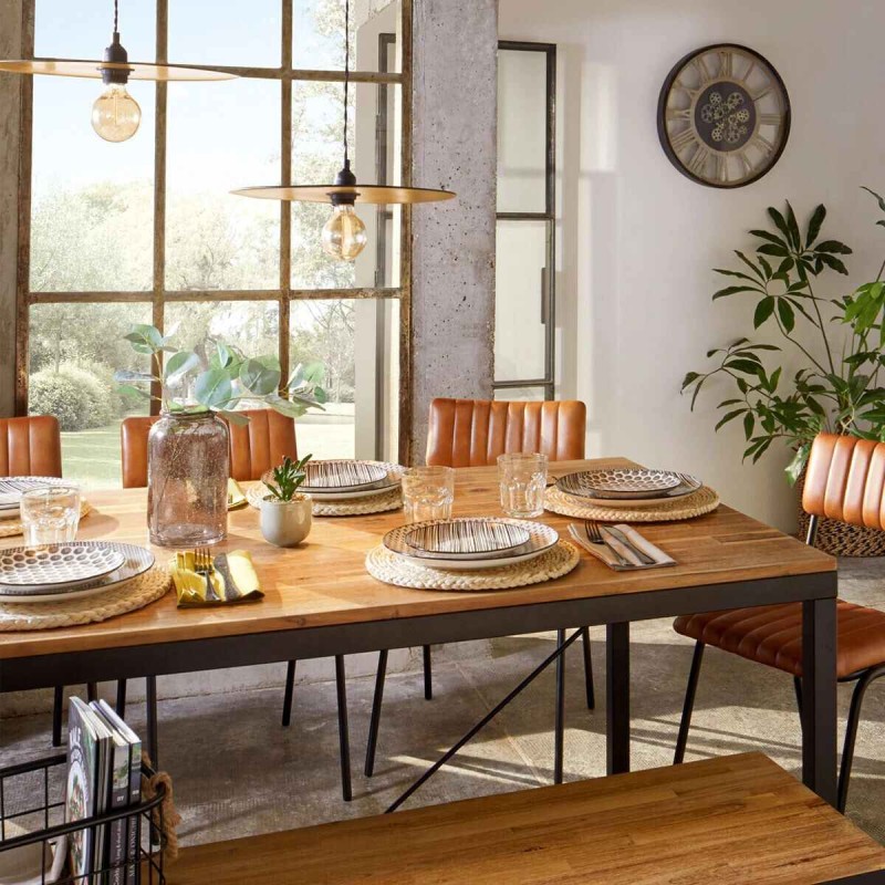 Masa dining Edene, lemn, structura metal negru, L.180 cm, 114530