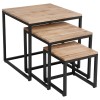 Set 3 masute cafea Edena, structura metal negru, blat lemn, L.30/40/50 cm, 140030