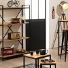 Set 3 masute cafea Edena, structura metal negru, blat lemn, L.30/40/50 cm, 140030