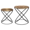 Set 2 masute cafea Etnik, metal negru, blat MDF auriu, D.34/40 cm, 157233