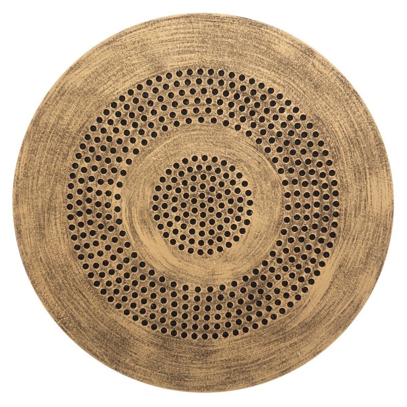 Set 2 masute cafea Etnik, metal negru, blat MDF auriu, D.34/40 cm, 157233