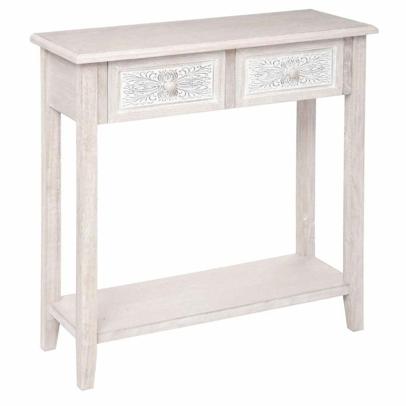 Consola din lemn si MDF, 2 sertare si raft, Hina, L. 80 cm, 179092