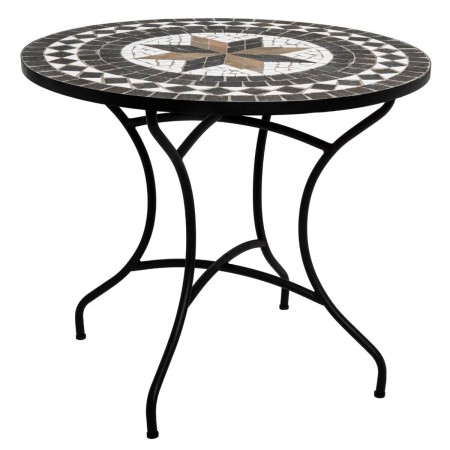 Masa rotunda Kipos, model mozaic, structura metal negru, D.90 cm, 166566
