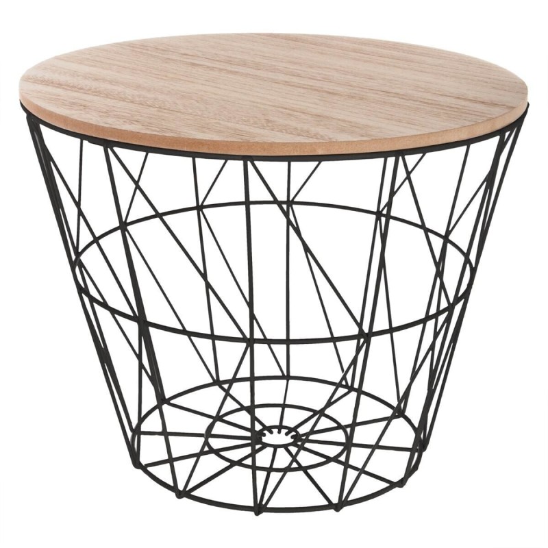 Masuta laterala Kumi, metal negru, blat din MDF, D.38cm, 157055C