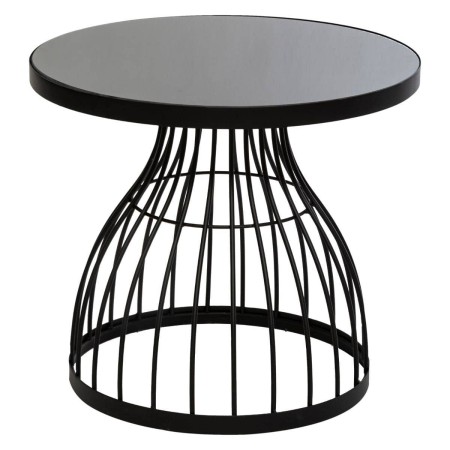 Masuta de cafea Kushi, metal, negru, blat sticla, D.55 cm, 166619