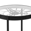 Masuta laterala Clock, metal negru, blat sticla si MDF, D.51 cm, 157207