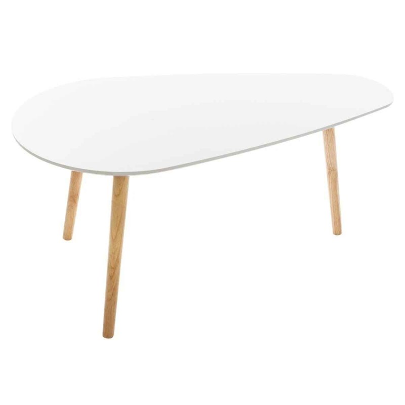 Set 2 masute cafea Mileo, picioare din lemn natur, blat din MDF alb, L.88/98 cm, 157053A