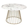 Masa dining rotunda Rayos, suport metal auriu, blat sticla aspect marmura, D.120 cm, 179166A