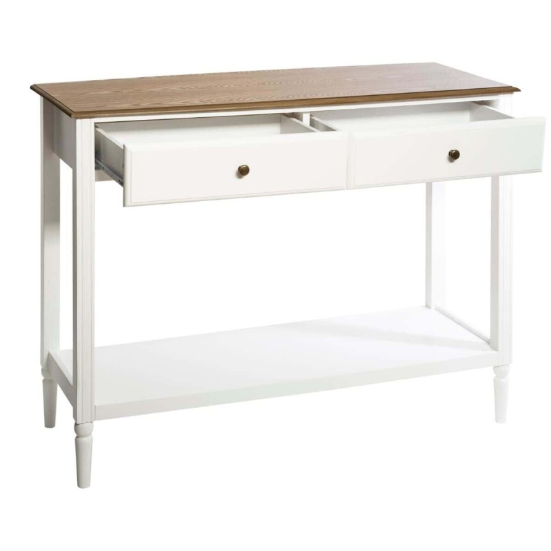 Consola din lemn alb si blat din MDF, 2 sertare, Solen, L. 110 cm, 166602