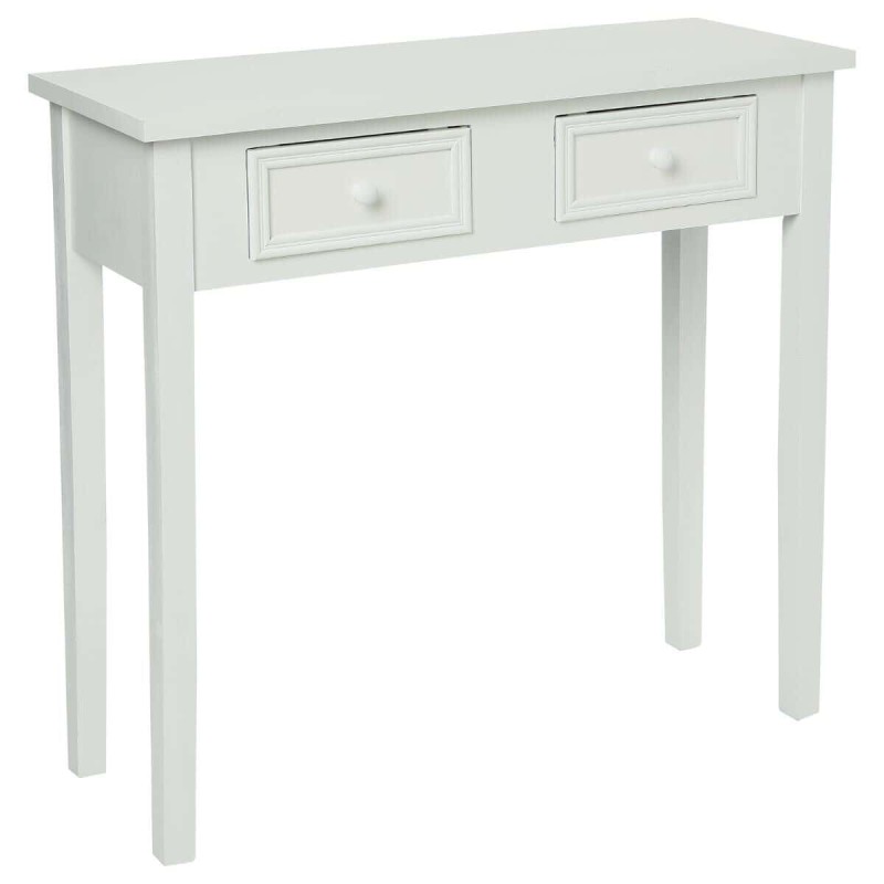 Consola alba din lemn, cu 2 sertare, alba, L. 80 cm, Charme, 102216B