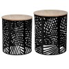 Set 2 masute cafea Feuilles, metal negru, blat din MDF, D.35/39 cm, 157205A