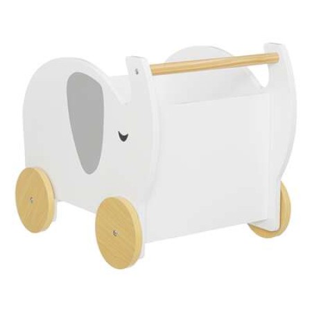 Suport jucarii pe roti Elephant, lemn si MDF, alb, H.40 cm, 194002